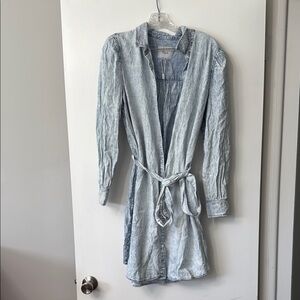 Rails Blue Long Sleeve Notched Collar Dress